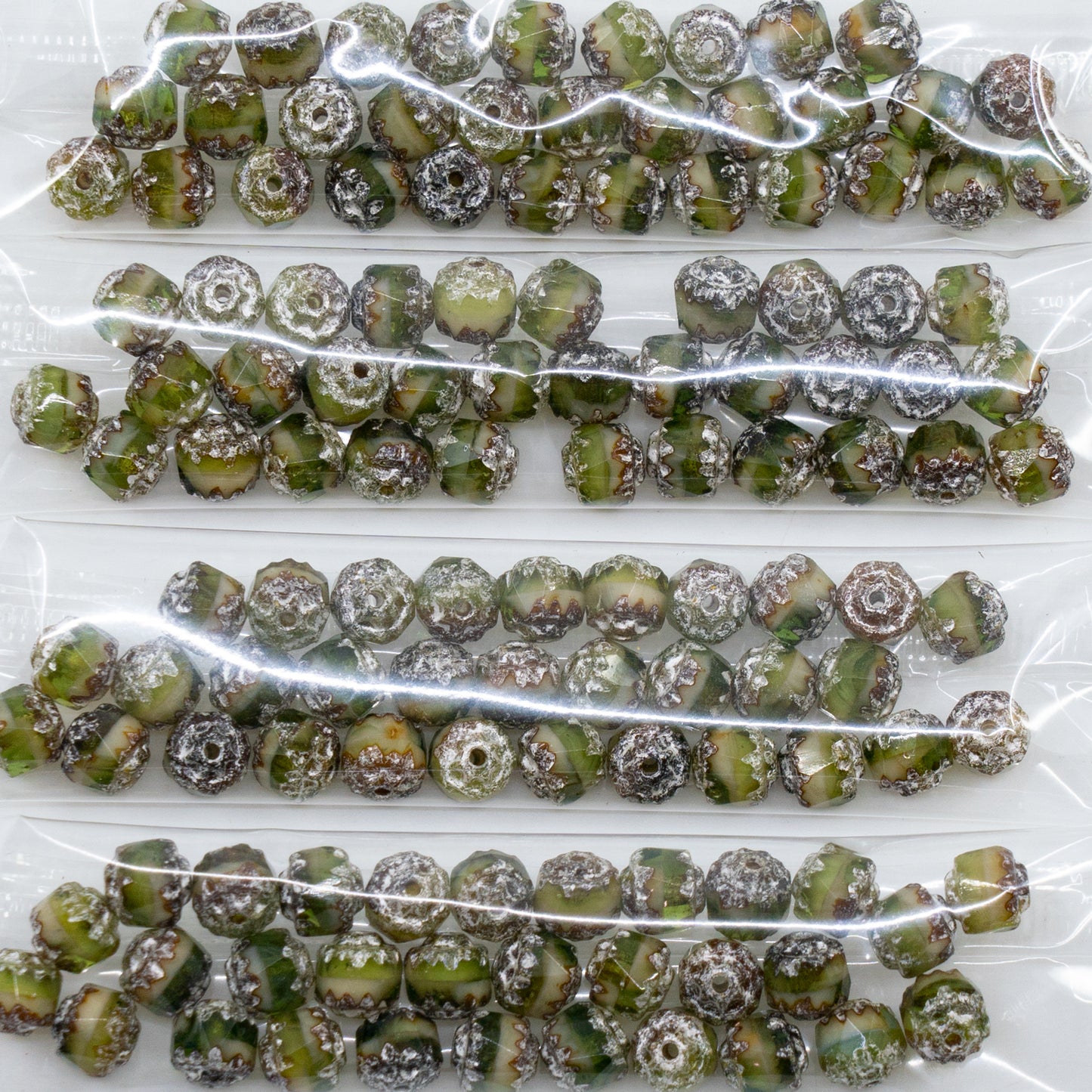 OUTLET 10 grams Cathedral Faceted Fire Polished Beads, 6 x 6 mm, X3101 Antique Silver Patina (x3101-81002), Glass, Japan
