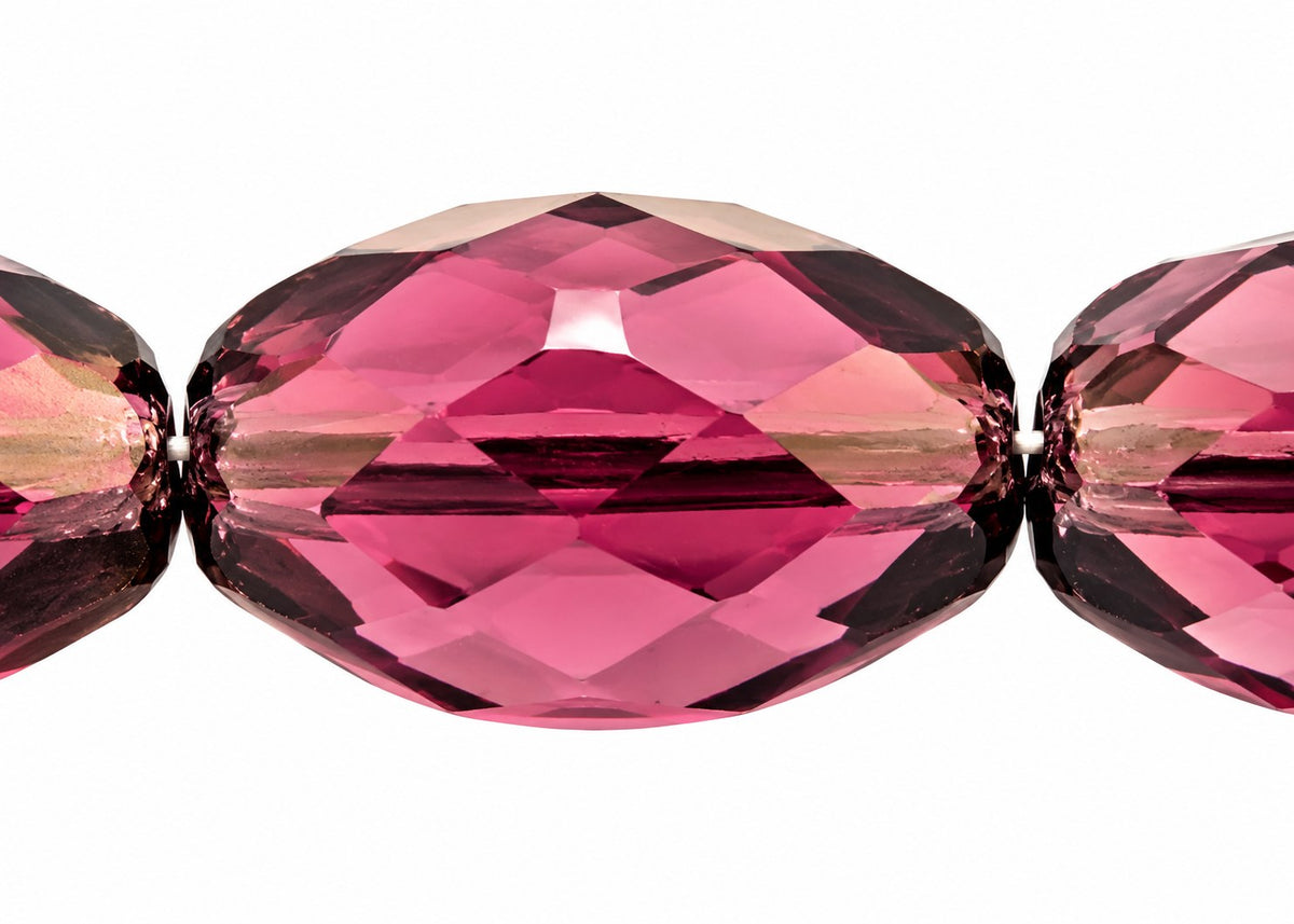Oval Faceted Beads, Transparent Light Amethyst (20050), Glass, Czech Republic