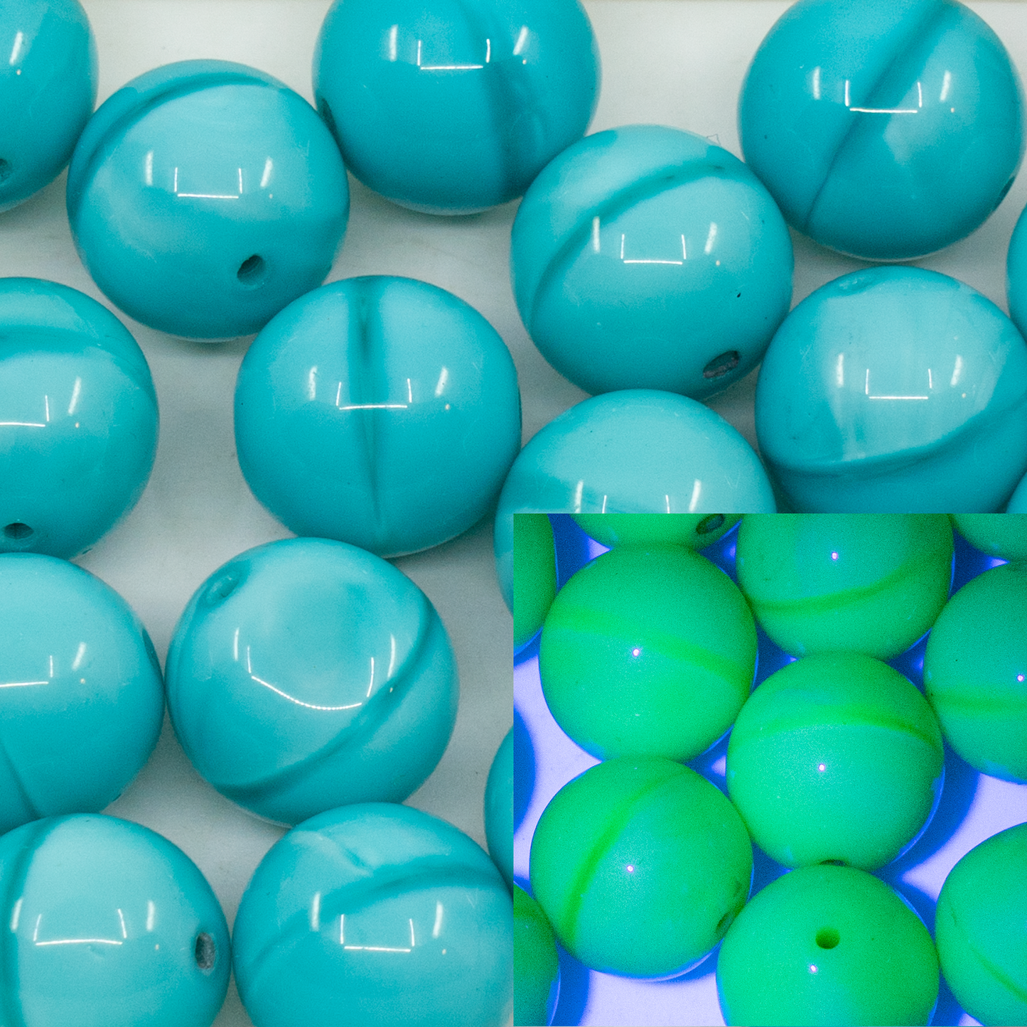 OUTLET 10 grams Round Druck Beads, 14 x 14 mm, 54220 Uranium (54220-uranium), Glass, Czech Republic