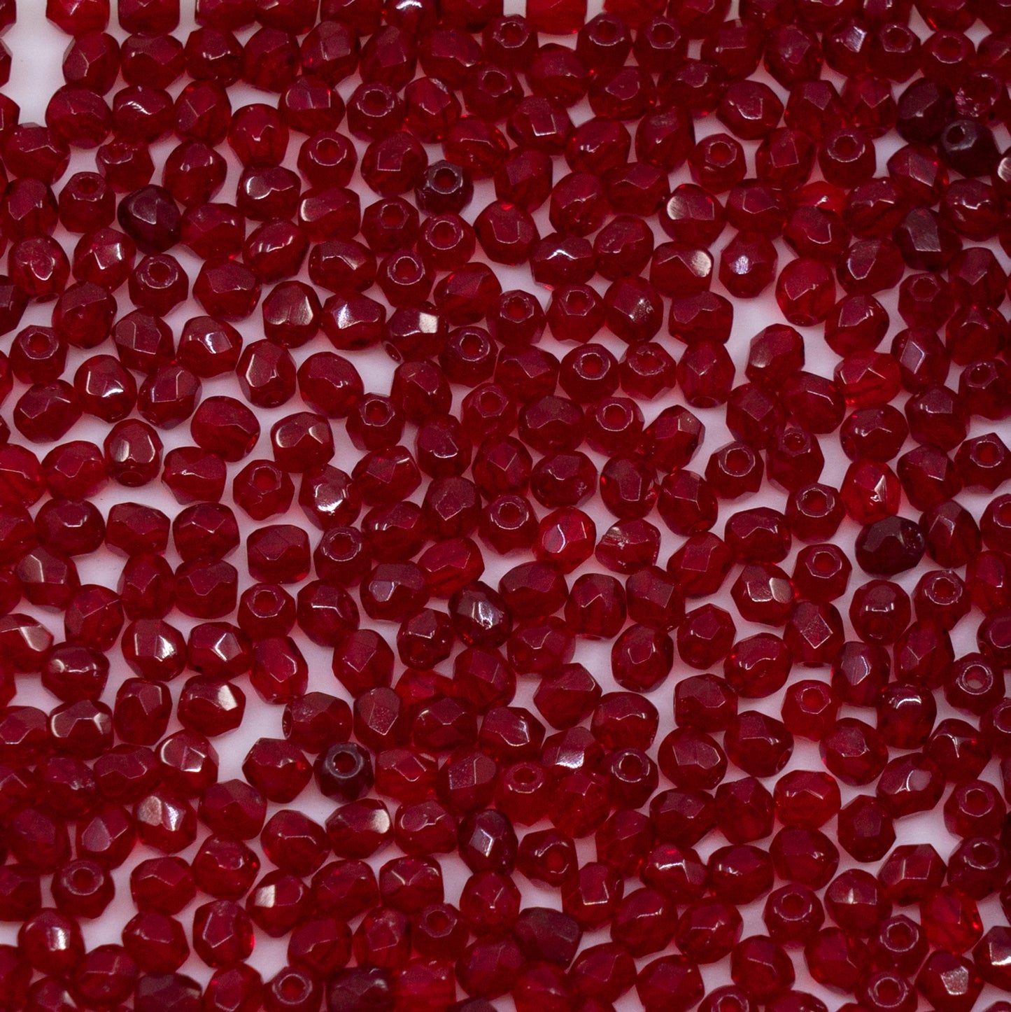OUTLET 250g/50g Faceted Round Fire Polished Beads, 3 x 3 mm, Transparent Red Vintage (90100-vintage), Glass, Czech Republic