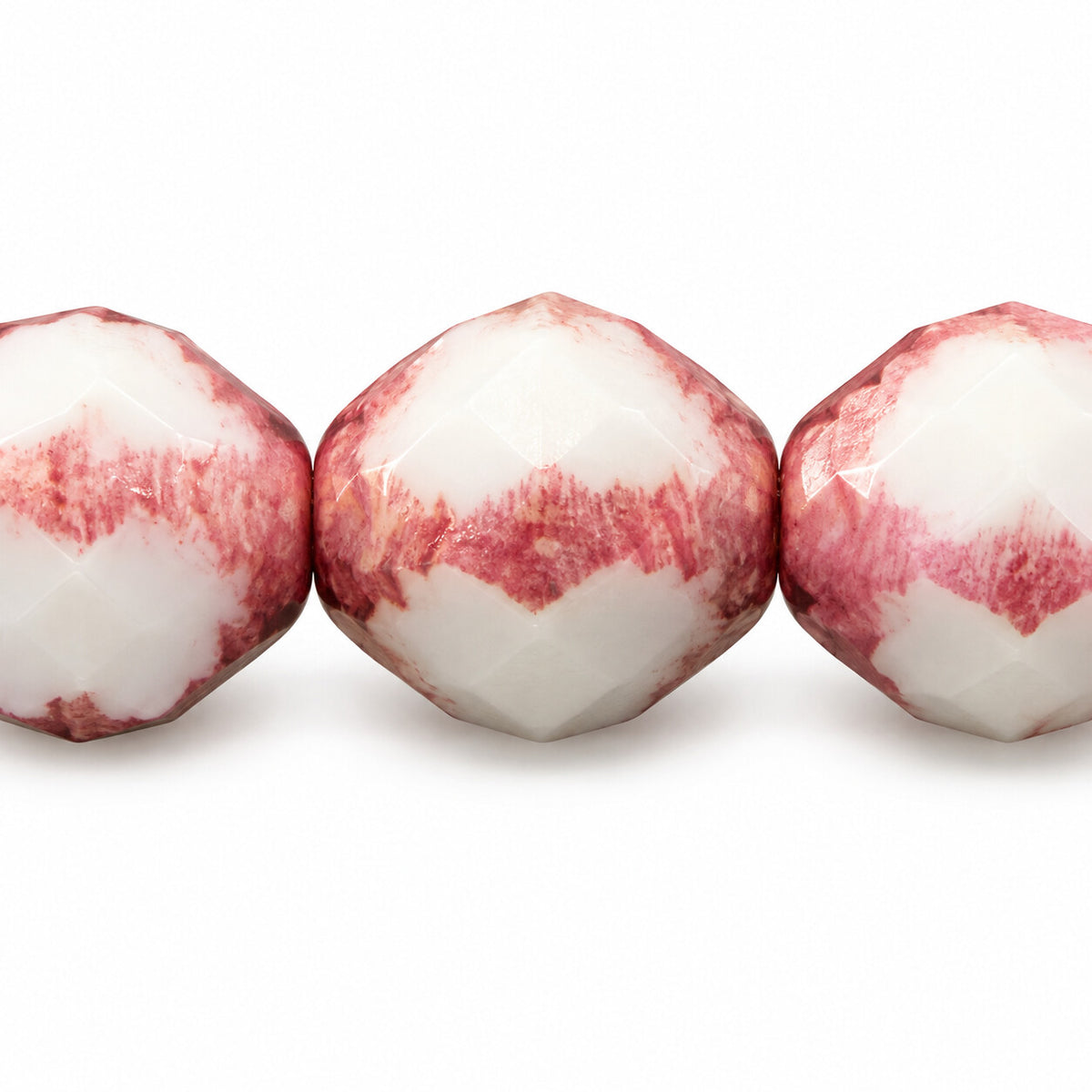 Cathedral Faceted Fire Polished Beads, White Luster Red Full Coated (02010-14495), Glass, Czech Republic