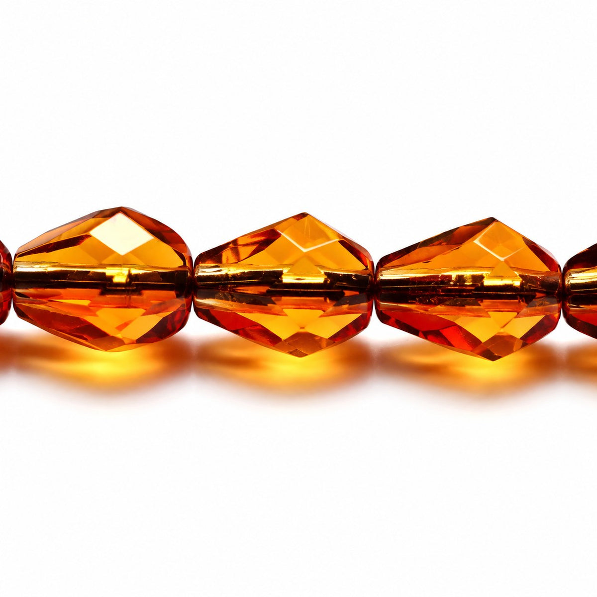 Faceted Fire Polished Beads Special Cut, Transparent Orange (10080), Glass, Czech Republic