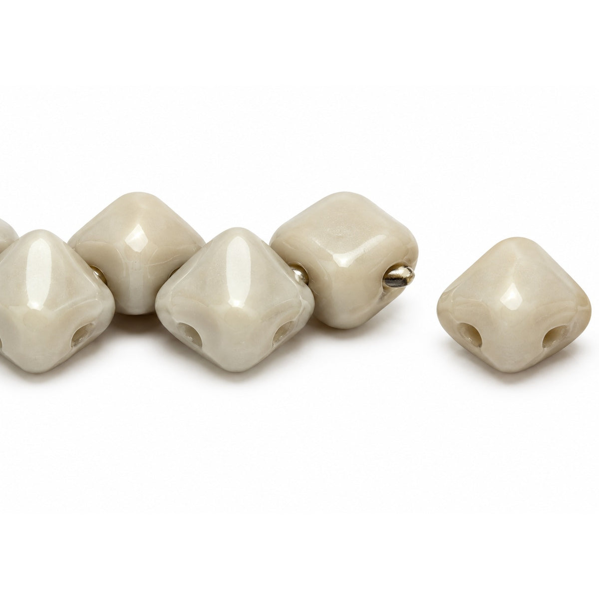 Silky 2-Hole Square Beads, Opaque Gray (43000), Glass, Czech Republic