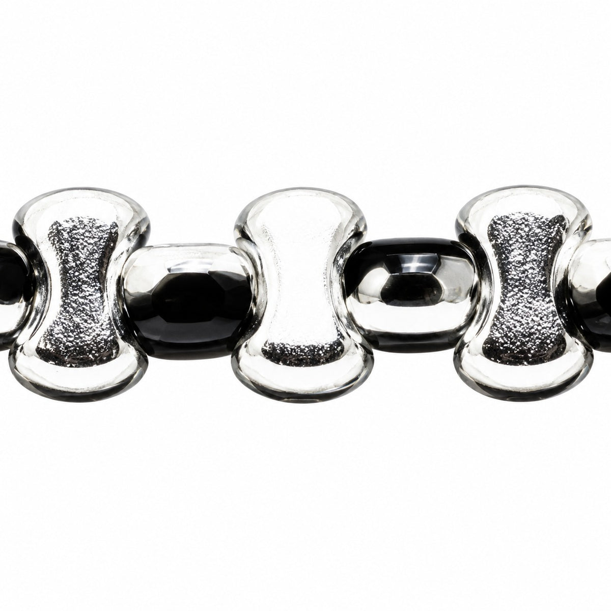 Shaped Pressed Beads, Black Crystal Silver Half Coating (23980-27001), Glass, Czech Republic