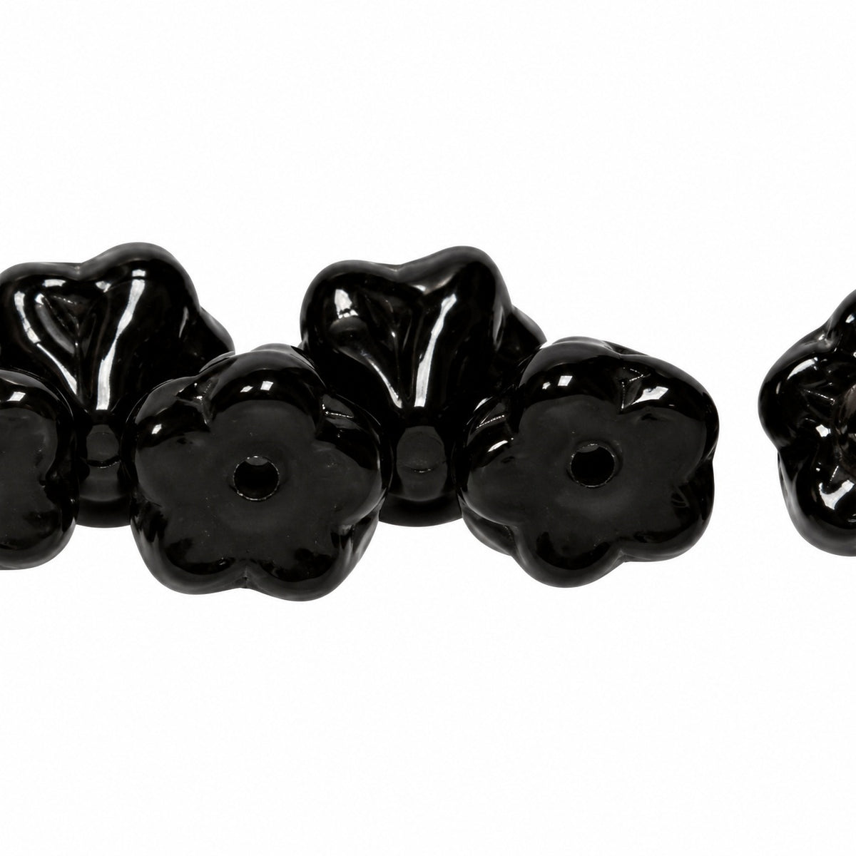 Forget Me Not Beads, Black (23980), Glass, Czech Republic