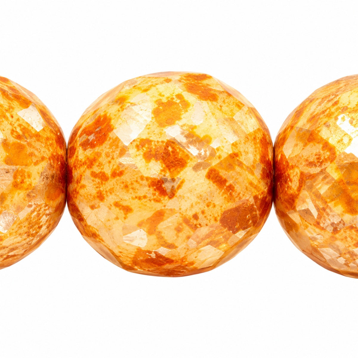 Faceted Round Fire Polished Beads, White Stain Strong 94302 (02010-86805-94302), Glass, Czech Republic
