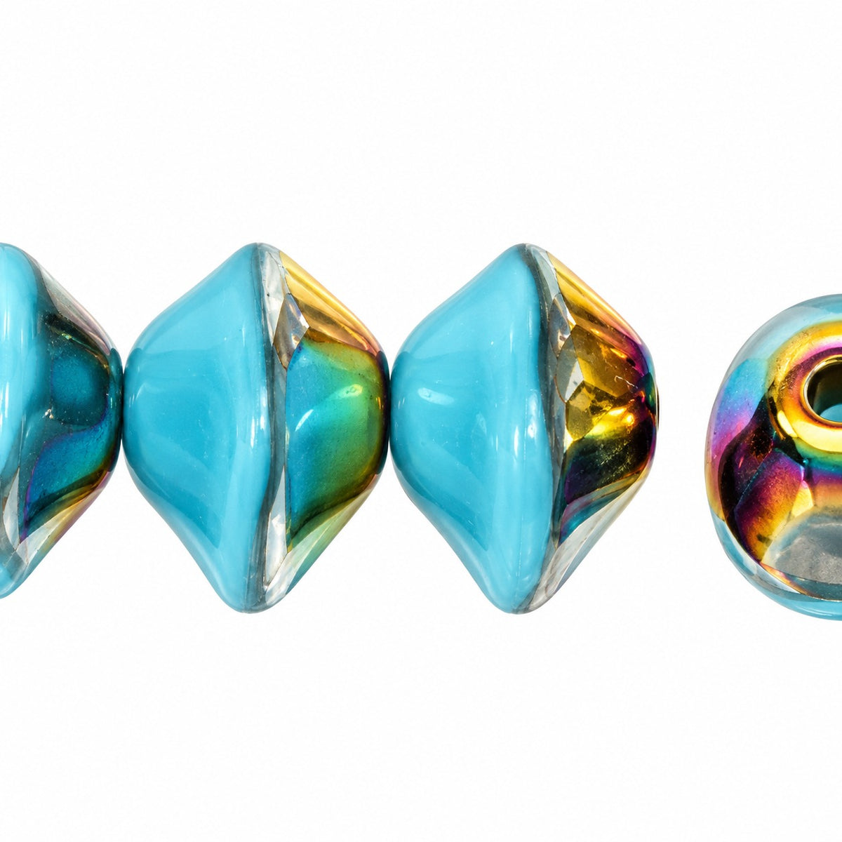 Oval Beads, Blue Crystal Vitrail Medium Coating (63020-28101), Glass, Czech Republic