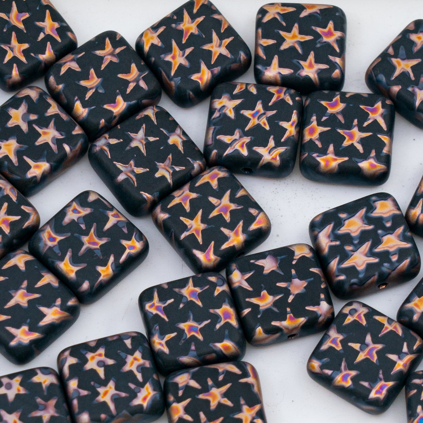 OUTLET 250g/50g Square Beads, 10 x 10 mm, Batika Mixed Colors 221 (BATIKA-MIX-221), Glass, Czech Republic