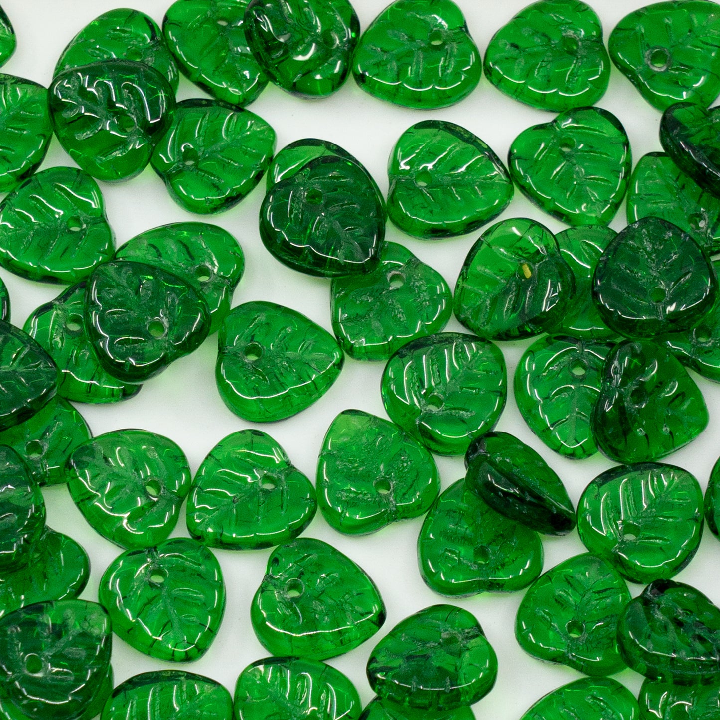 OUTLET 10 grams Leaf Beads, 9 x 9 mm, Transparent Green (50140), Glass, Czech Republic