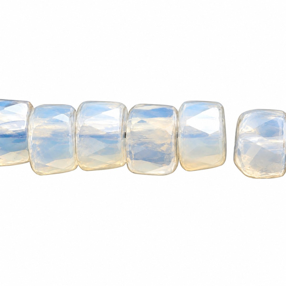Faceted Oval Beads Special Cut, Opal White (01000), Glass, Czech Republic