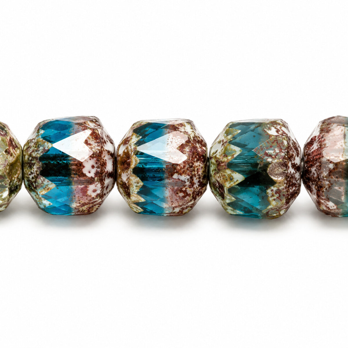 Cathedral Faceted Fire Polished Beads, X2093 Picasso (x2093-43400), Glass, Czech Republic