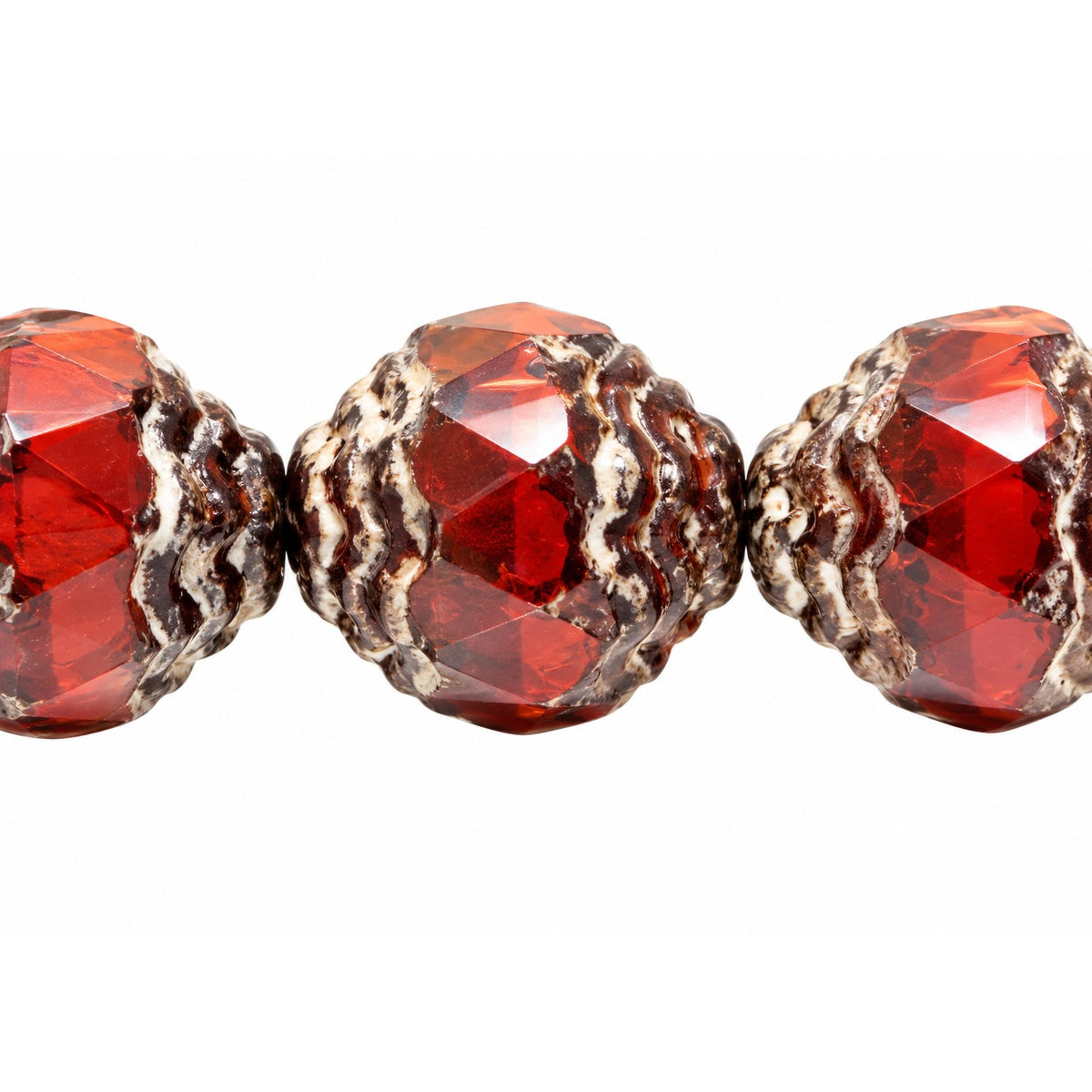 Special Cut Faceted Fire Polished Beads, X1159 Picasso (x1159-43400), Glass, Czech Republic
