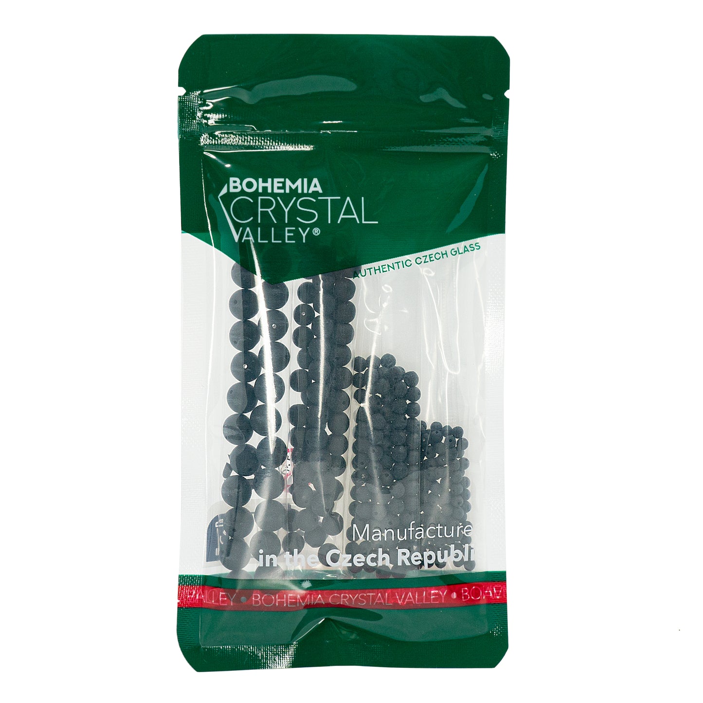 捷克圆形玻璃珠套装,墨黑色磨砂 - 3 毫米(100 件)、4 毫米(100 件)、6 毫米(50 件)、8 毫米(25 件)珠宝制作套件,玻璃,捷克共和国