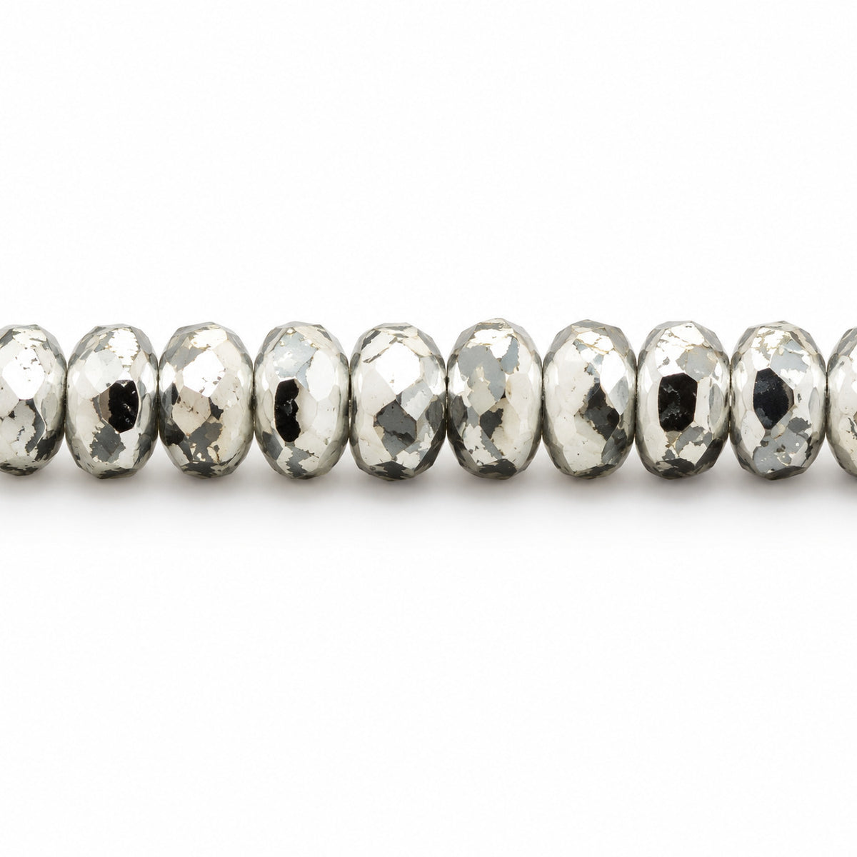Special Cut Faceted Fire Polished Beads, Chalk White Crystal Silver Half Coating (03000-27001), Glass, Czech Republic