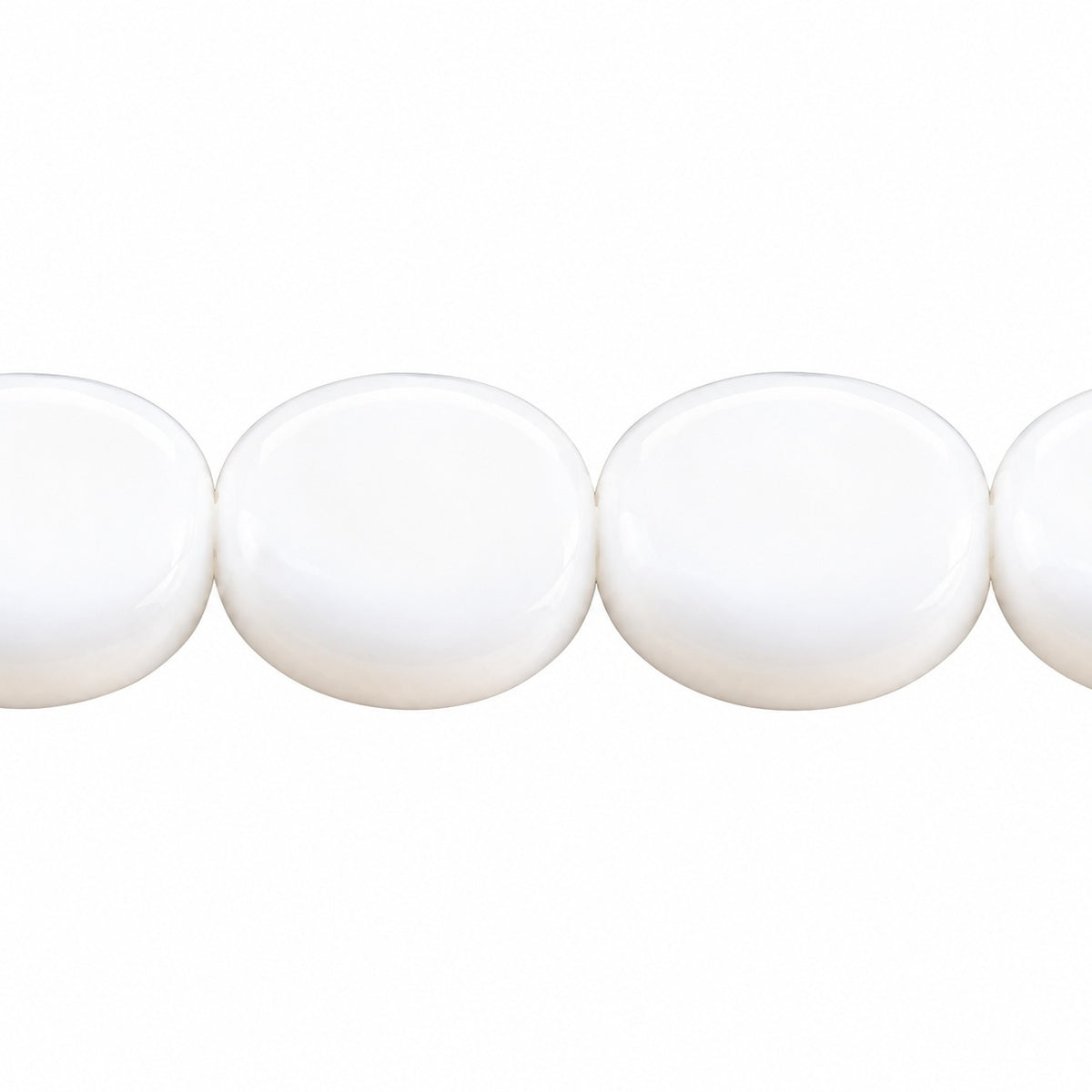 Oval Pressed Beads, White (02010), Glass, Czech Republic