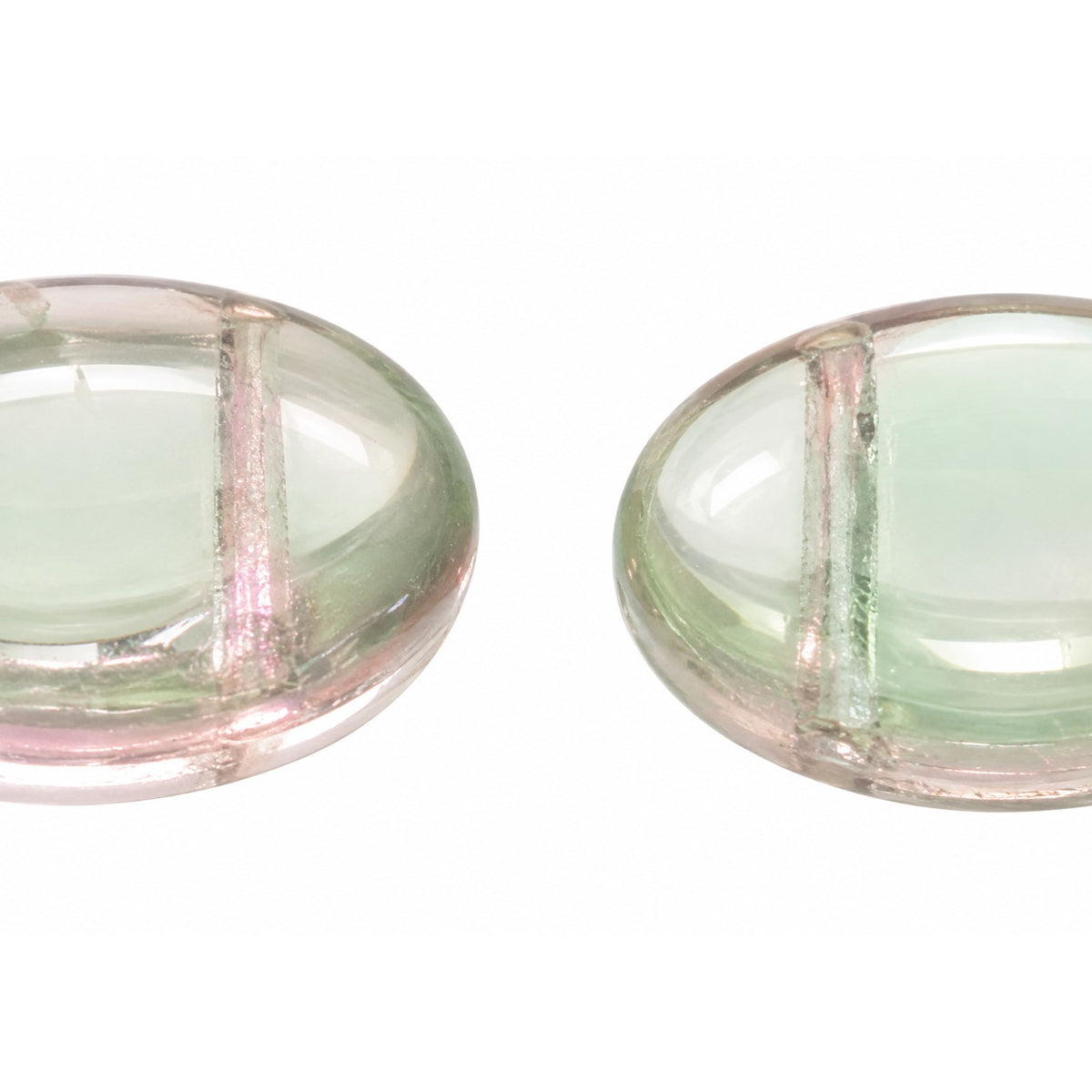 2-Hole Coin Beads, Mixed Green Pink (57701), Glass, Czech Republic