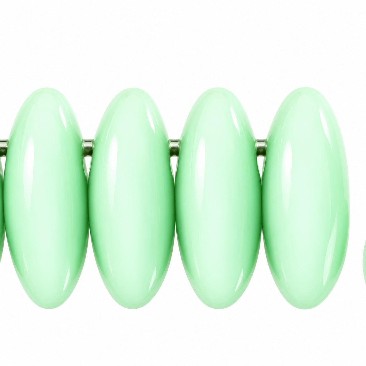 Lentil Round Beads, Opaque Green (53100), Glass, Czech Republic