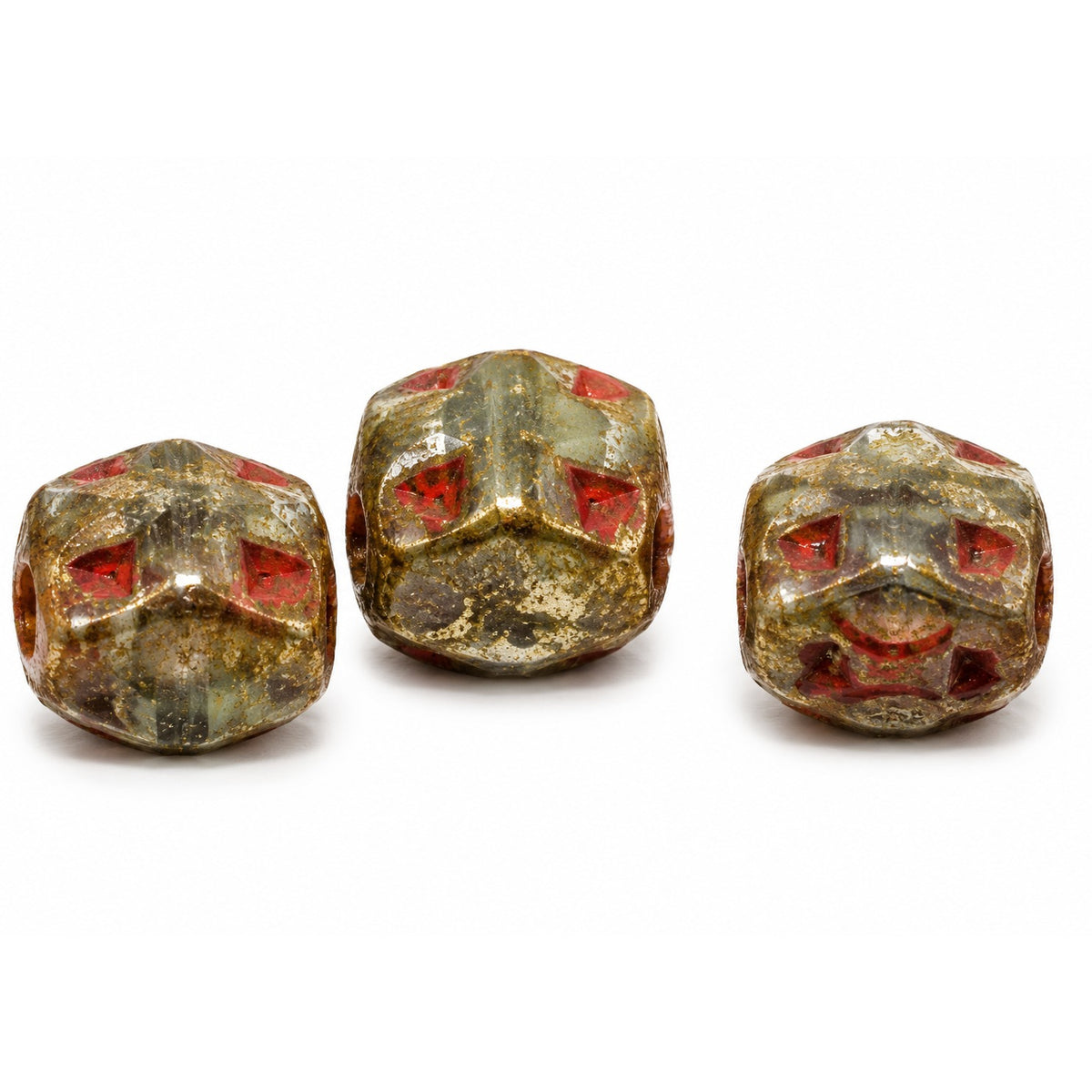 2-Hole Square Cross Beads, X2918 Picasso (x2918-43400), Glass, Czech Republic