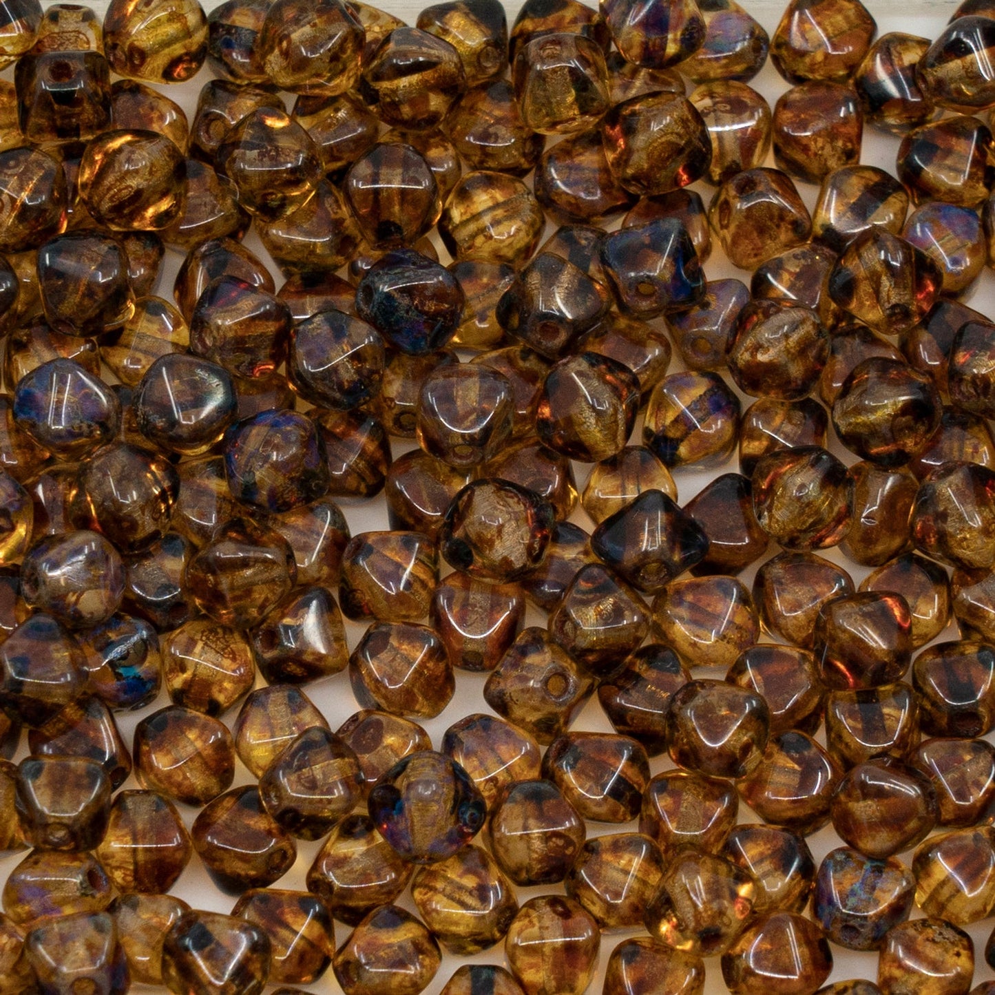 OUTLET 250g Bicone Pressed Beads, 6 x 6 mm, Crystal Travertin (00030-86800), Glass, Czech Republic