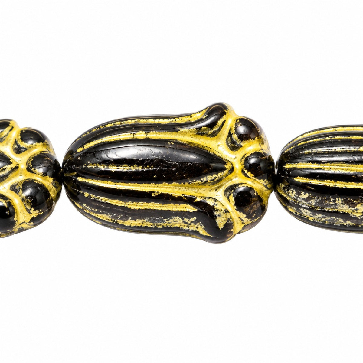 Tulip Flower Beads, Black 54320 (23980-54320), Glass, Czech Republic