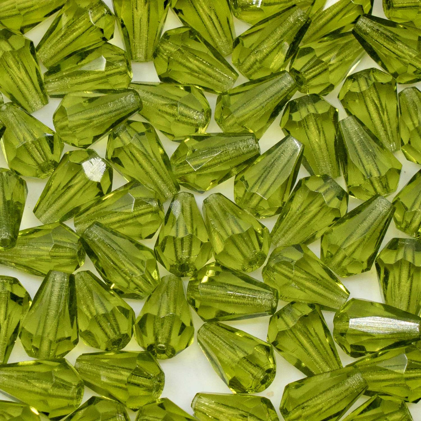 アウトレット 250g ペアーティアドロップビーズ ファセット加工 ファイアポリッシュ 10 x 7 mm 透明グリーン (00030-81800) ガラス チェコ共和国