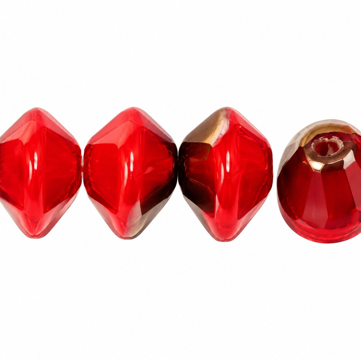Oval Beads, Opaque Red Crystal Bronze Capri (93200-22601), Glass, Czech Republic