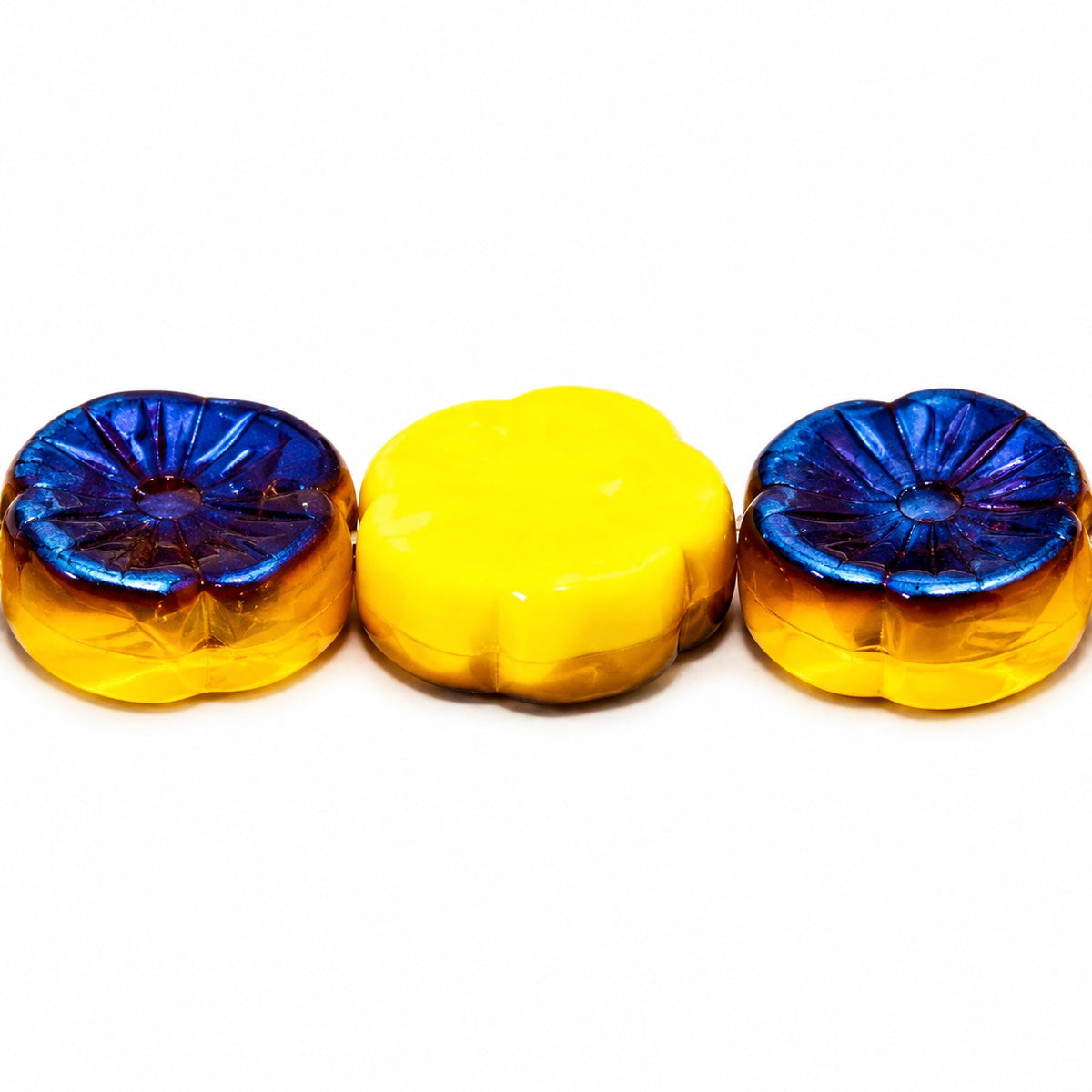 Hawaii Pressed Beads, Bright Yellow 22201 (83130-22201), Glass, Czech Republic