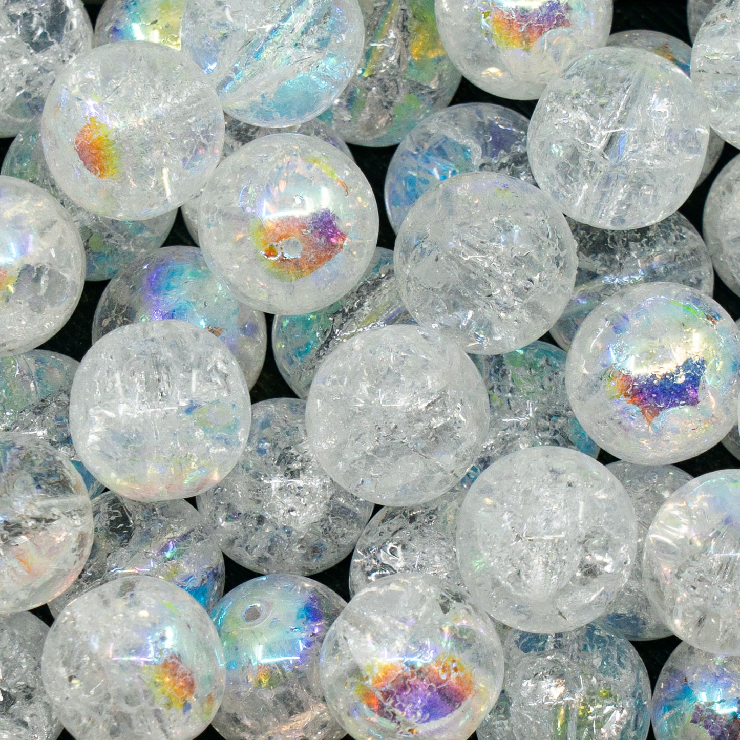 奥特莱斯 250克圆形Druck珠,12 x 12毫米,水晶裂纹AB(00030-85500-28701),玻璃,捷克共和国