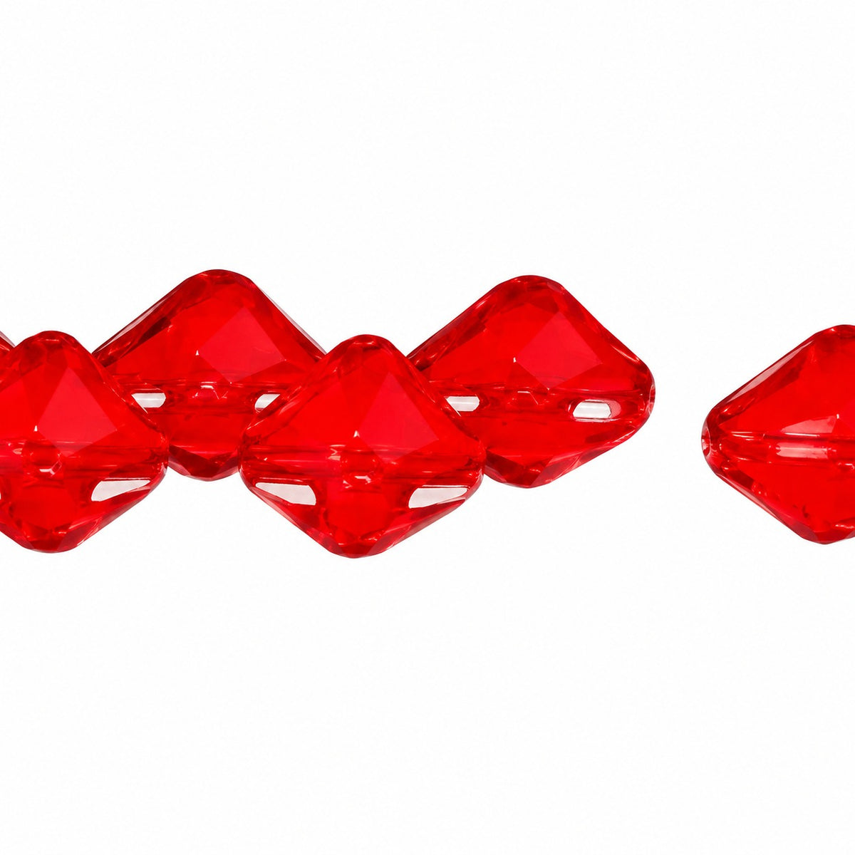 Silky 2-Hole Square Beads, Red (93190), Glass, Czech Republic