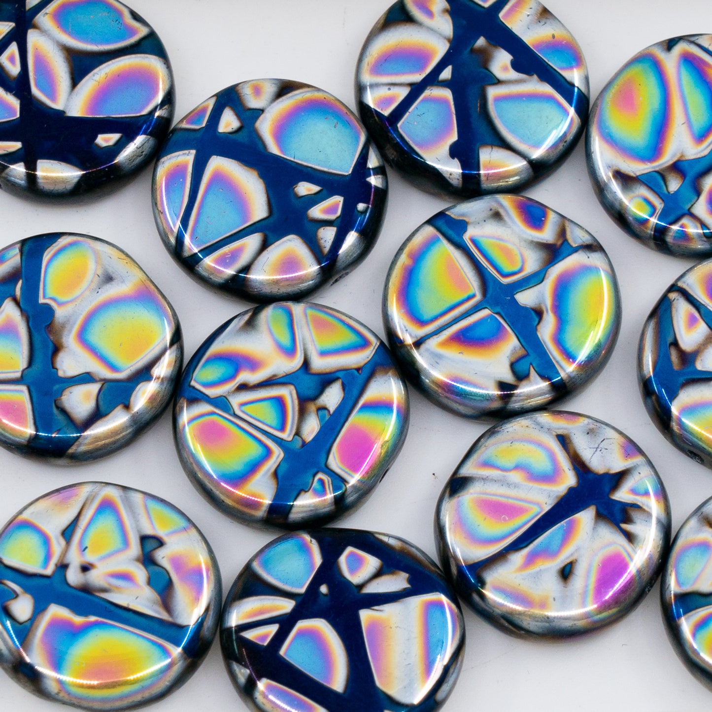 OUTLET 250g/50g Coin Beads, 17 x 17 mm, Batika Mixed Colors 4 (BATIKA-MIX-4), Glass, Czech Republic