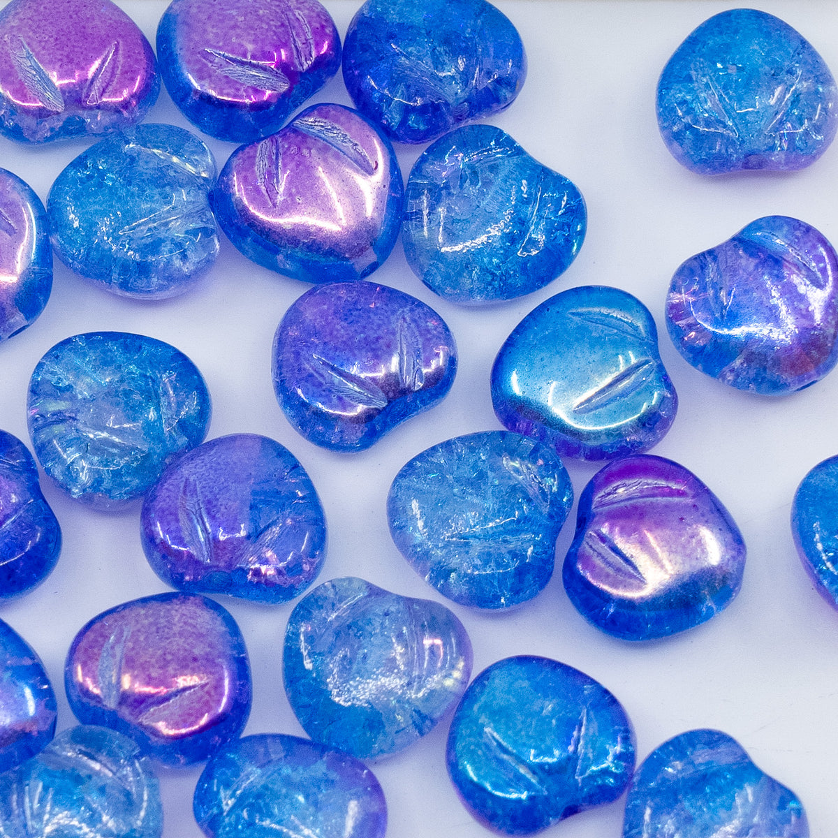 OUTLET 250g/50g Apple Shaped Beads, 11 x 12 mm, Crystal Ab Blue (00030-28701-blue), Glass, Czech Republic