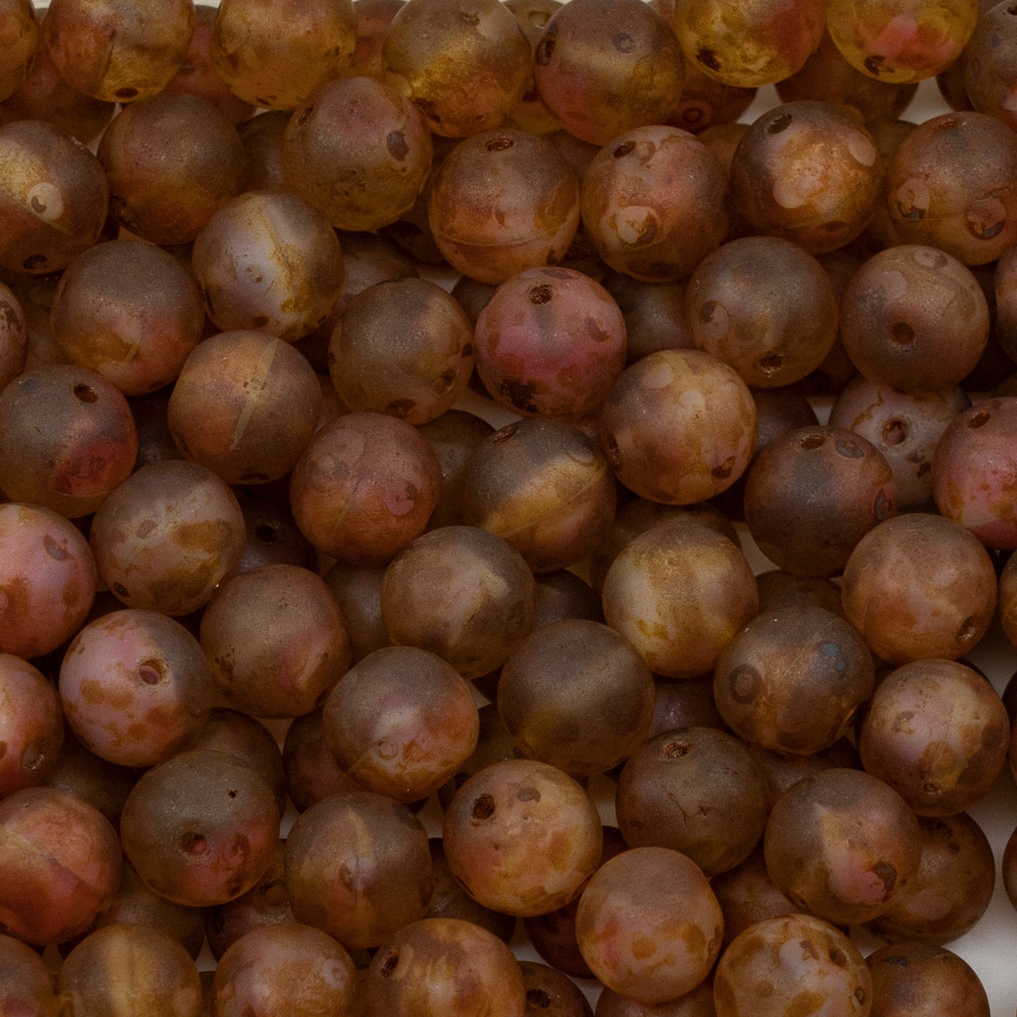 OUTLET 250g 圆形 Druck 珠子,8 x 8 毫米,混合水晶白色粉红色哑光石灰华 (75014-84110-86800),玻璃,捷克共和国