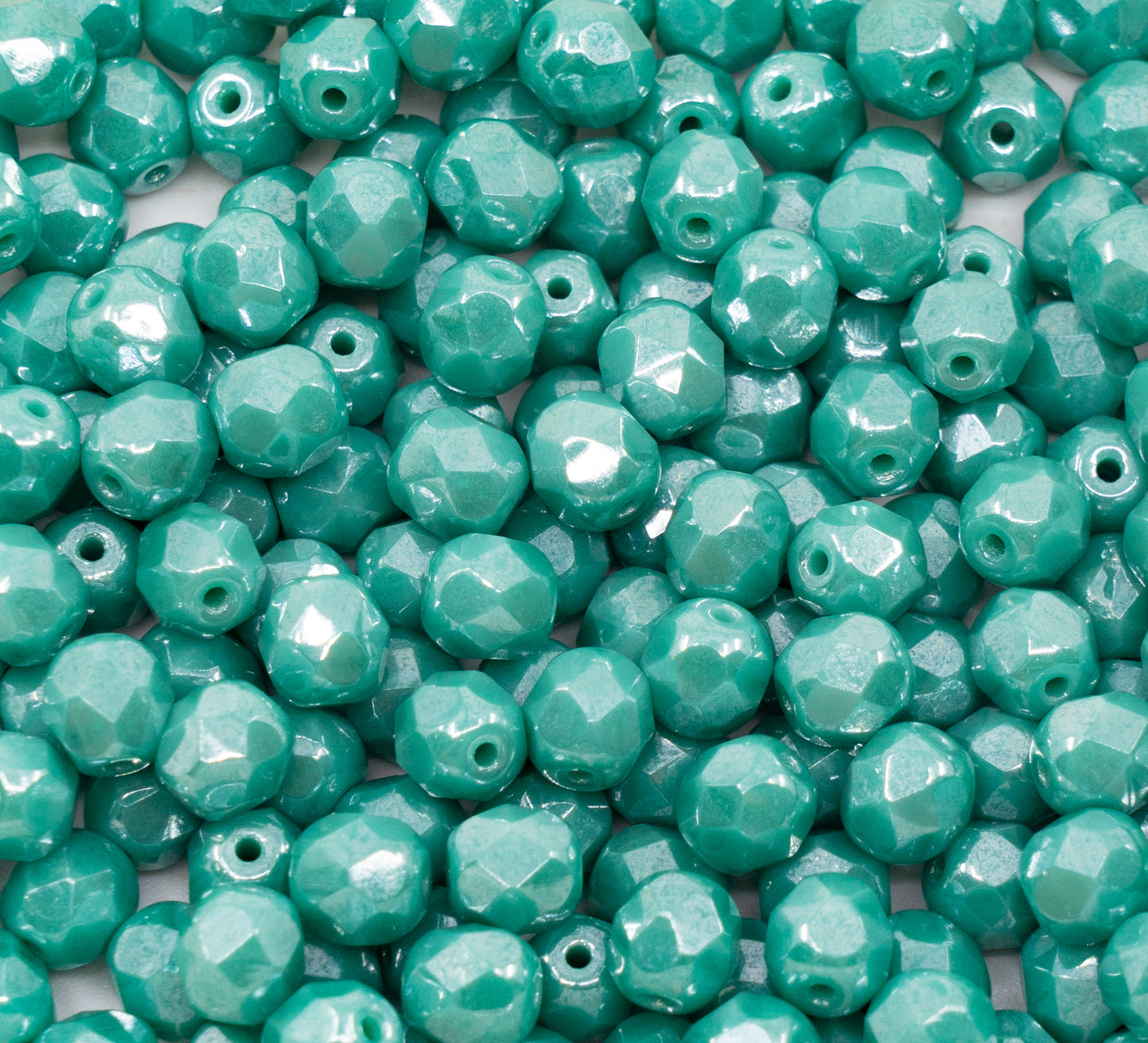 アウトレット 10グラム ファセットラウンドファイアポリッシュビーズ、6 x 6 mm、ターコイズヘマタイト(63130-14400)、ガラス、チェコ共和国