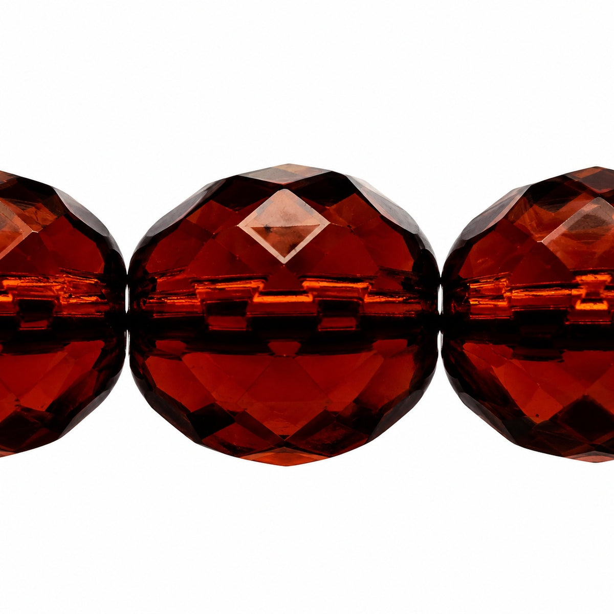 Faceted Round Fire Polished Beads, Transparent Brown (10230), Glass, Czech Republic