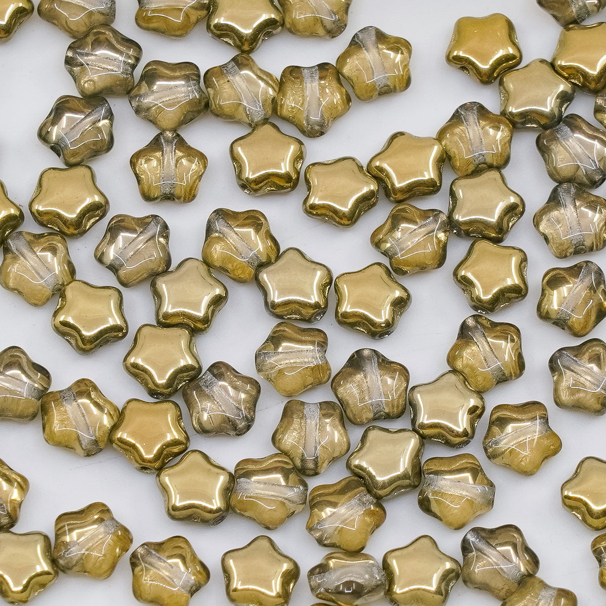 OUTLET 250g/50g Flat Star Beads, 6 x 6 mm, Crystal Gold (00030-26441), Glass, Czech Republic