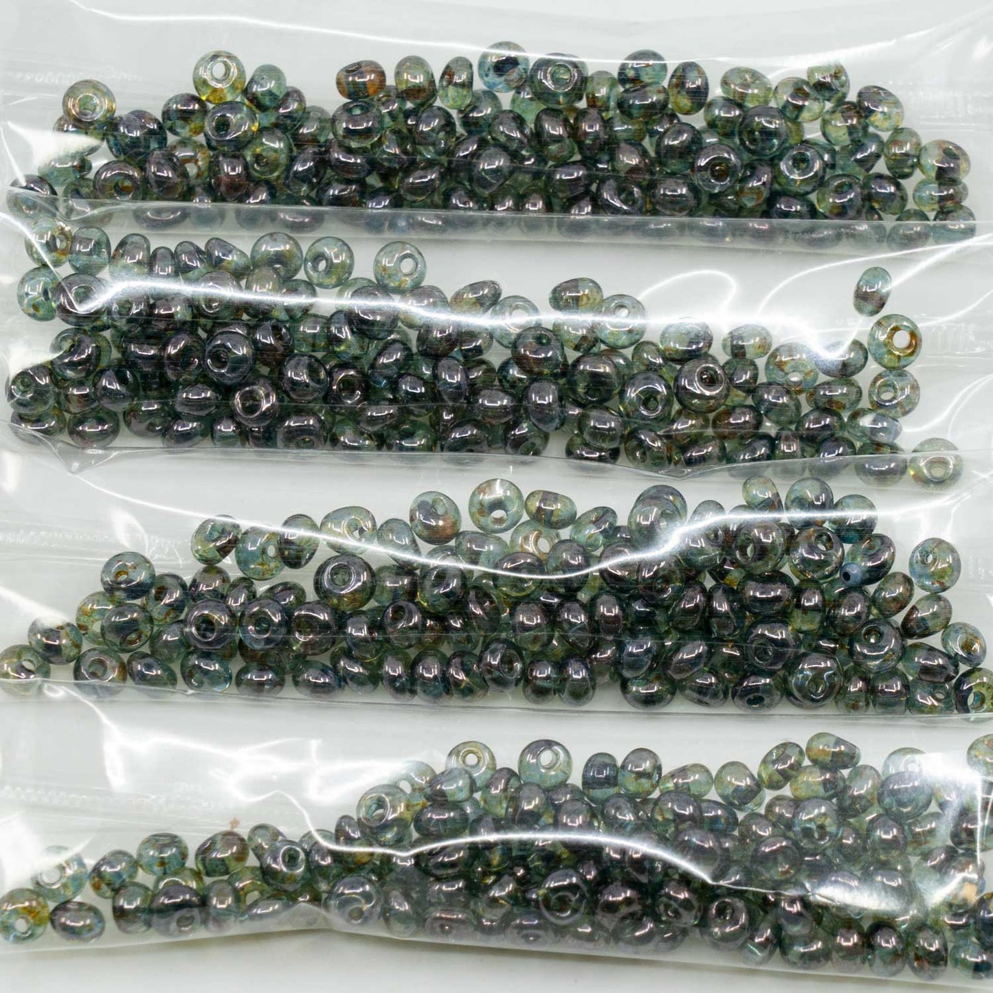 OUTLET 10 grams Preciosa Ornela Drops Teardrop Beads, 5/0, Crystal Stain With Luster Blue (00050-65431), Glass, Czech Republic
