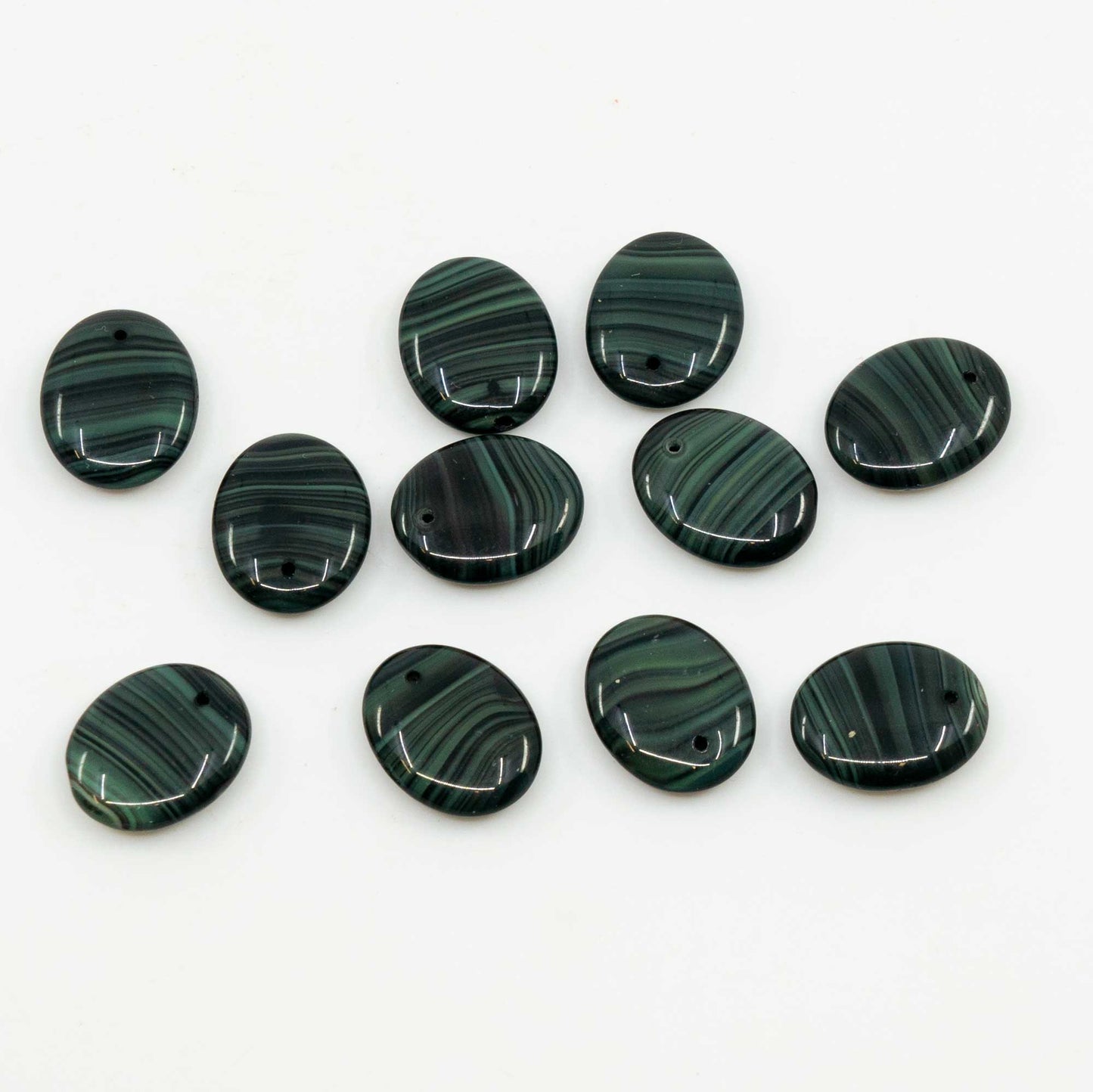 OUTLET 10 grams Oval Lentil Beads, 16 x 13 mm, Malachite Green (26507), Glass, Japan