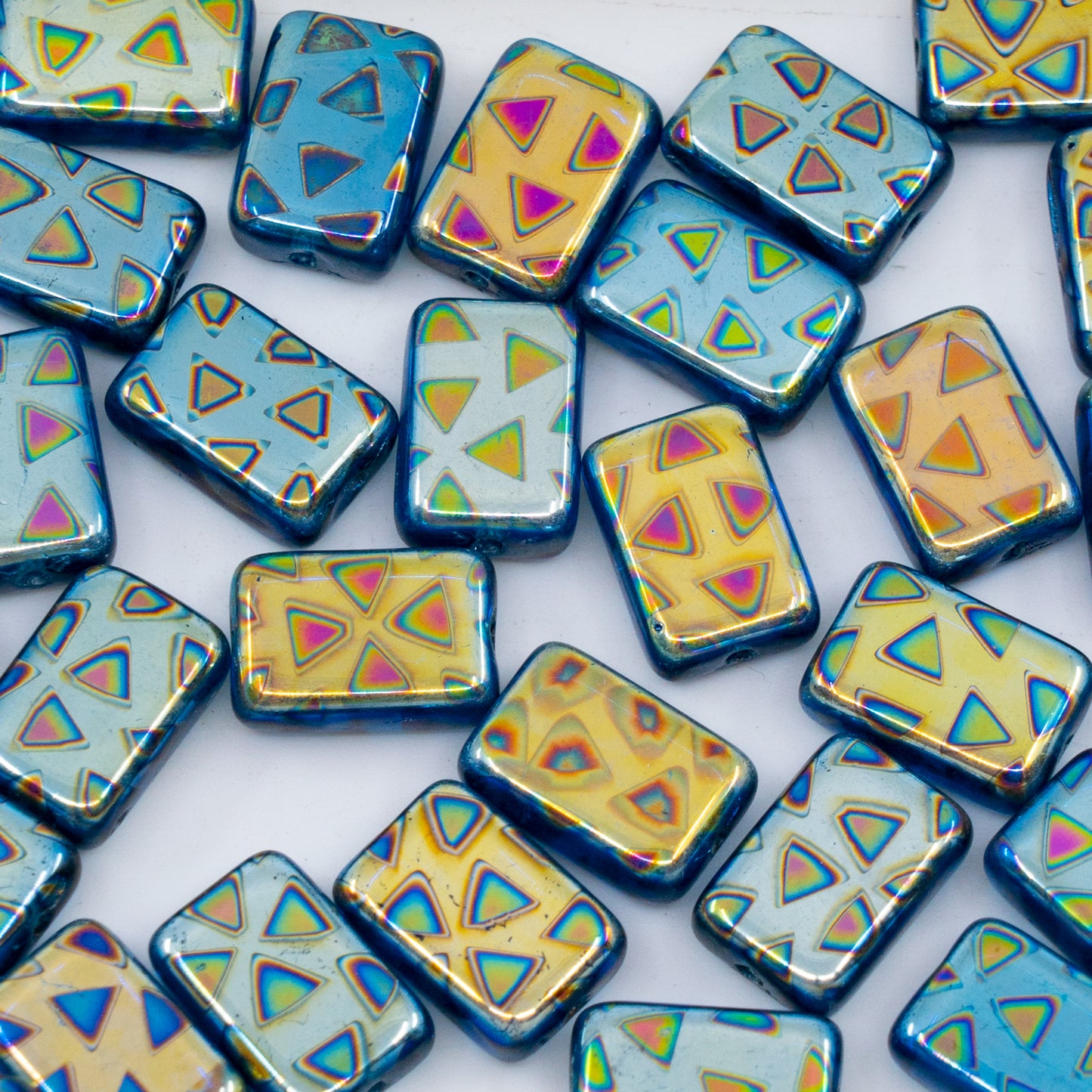 OUTLET 250g/50g Flat Rectangle Beads, 12 x 8 mm, Batika Mixed Colors 206 (BATIKA-MIX-206), Glass, Czech Republic