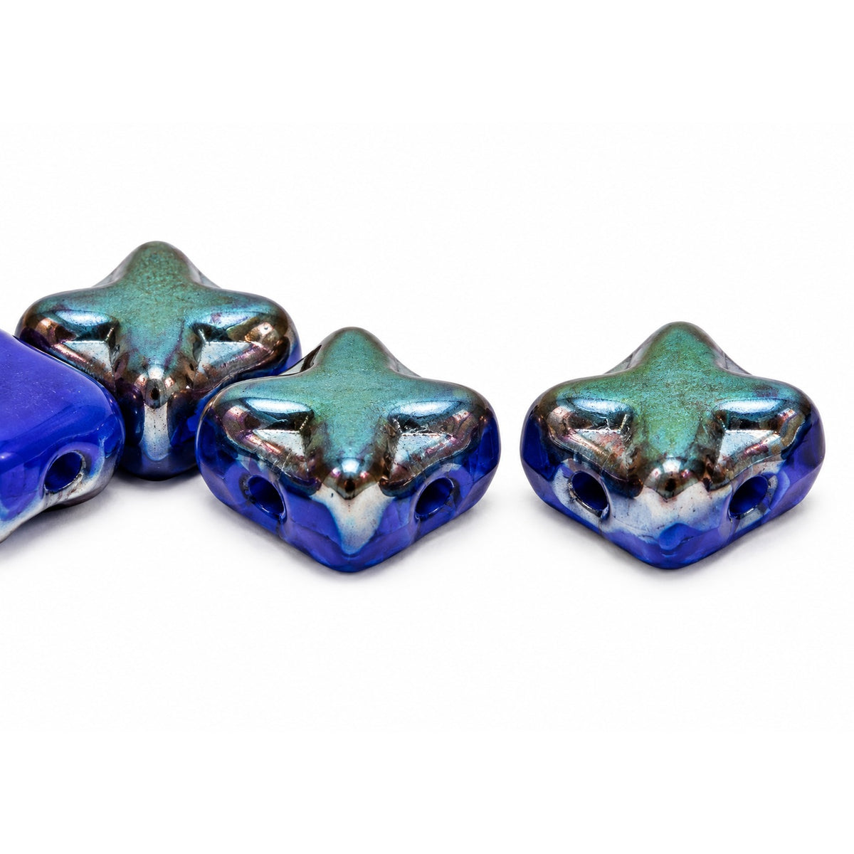 Cross Diagonal Square Beads, Opaque Blue 22501 (33050-22501), Glass, Czech Republic