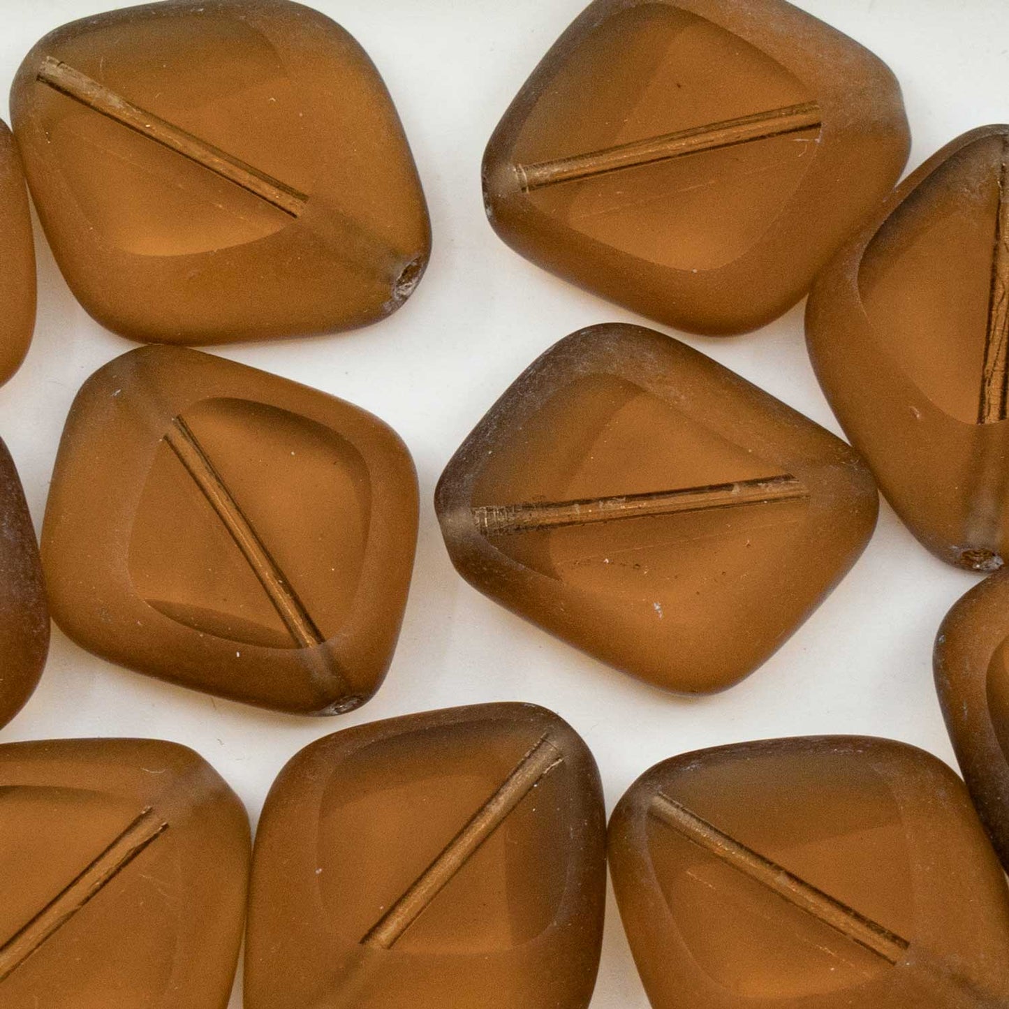 OUTLET 250g Table Cut Stone-Like Beads, 24 x 20 mm, Transparent Brown Matte (00030-81800), Glass, Czech Republic