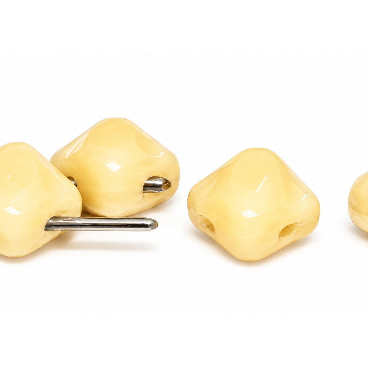 Silky 2-Hole Square Beads, Opaque Beige (13010), Glass, Czech Republic