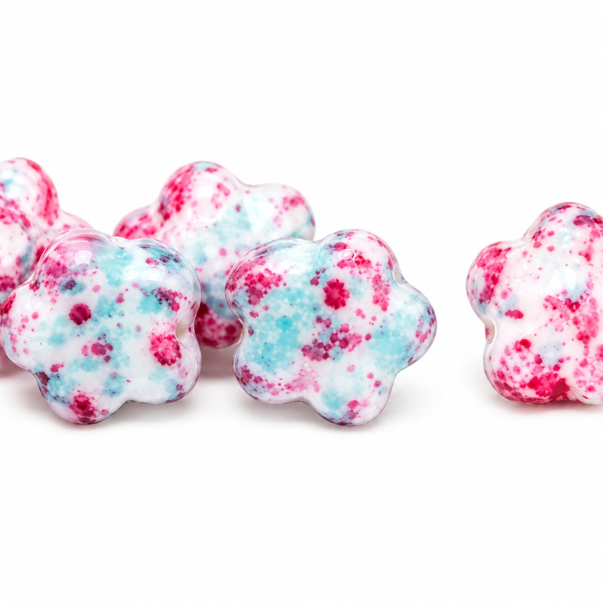 Forget Me Not Beads, White 48502 (02010-48502), Glass, Czech Republic