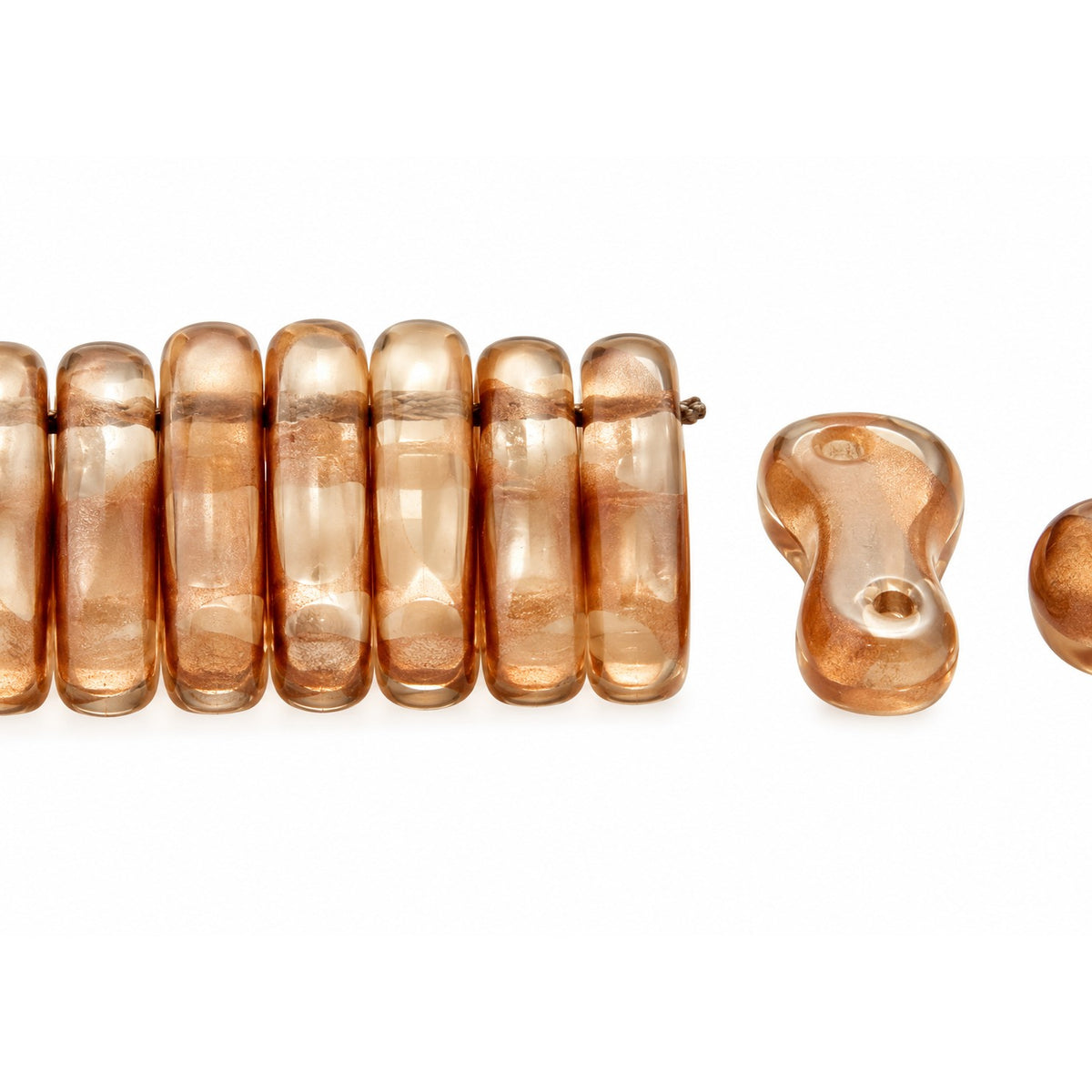 2-Hole Pressed Beads, Crystal Matte 22501 (00030-84110-22501), Glass, Czech Republic