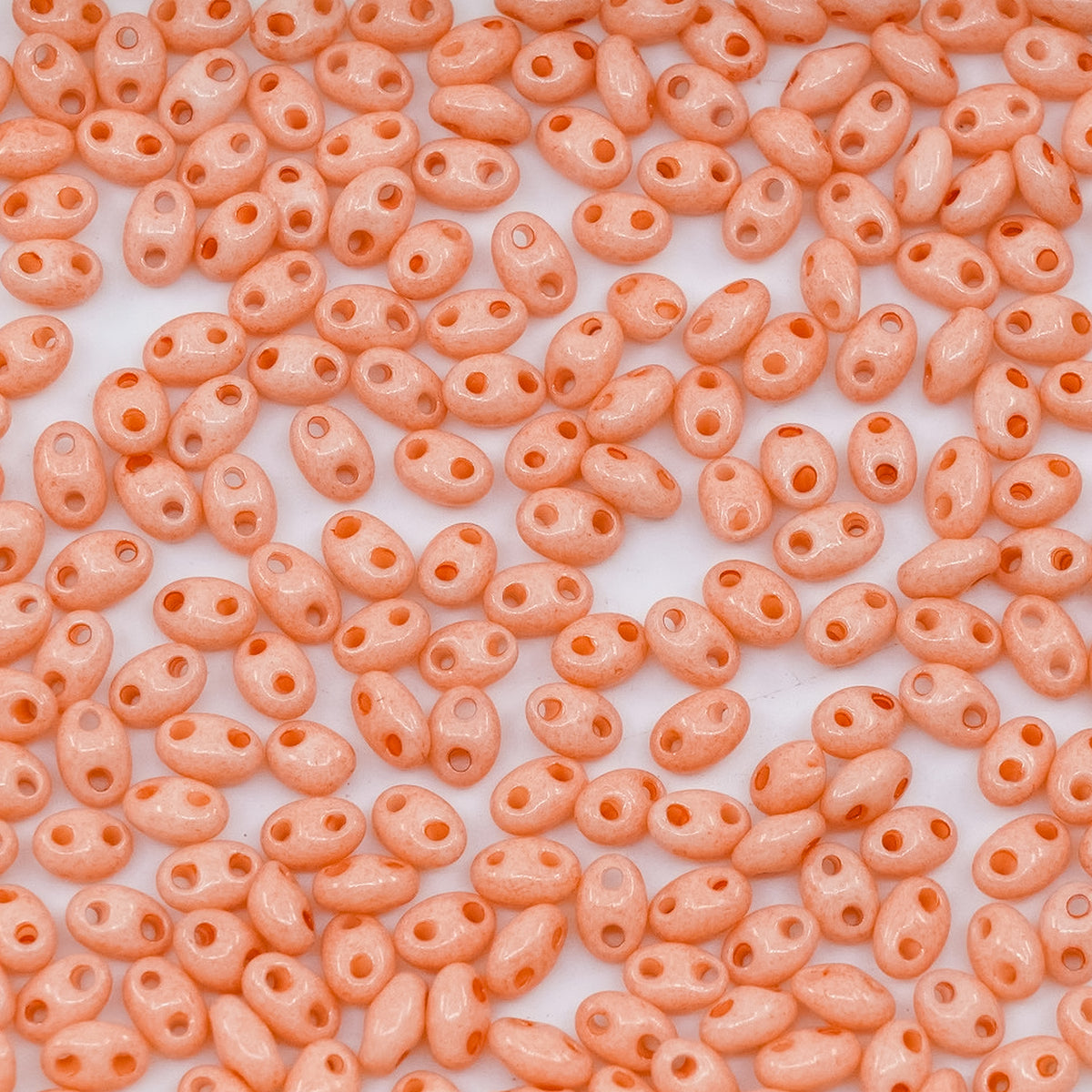 OUTLET 10 Preciosa Twin 2-Hole Seed Beads (Like Superduo), Round Hole, Loose, 2.5 x 5 mm, Pastel Pink (-03185), Glass, Czech Republic