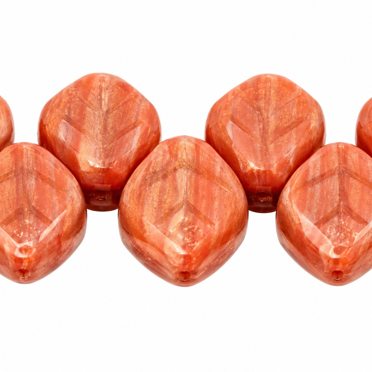 Small Leaf Pressed Beads, X1012 (x1012), Glass, Czech Republic