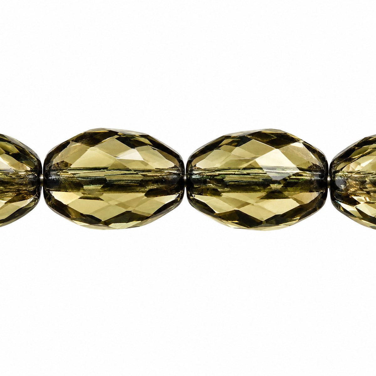 Oval Faceted Beads, Transparent Gray (40020), Glass, Czech Republic