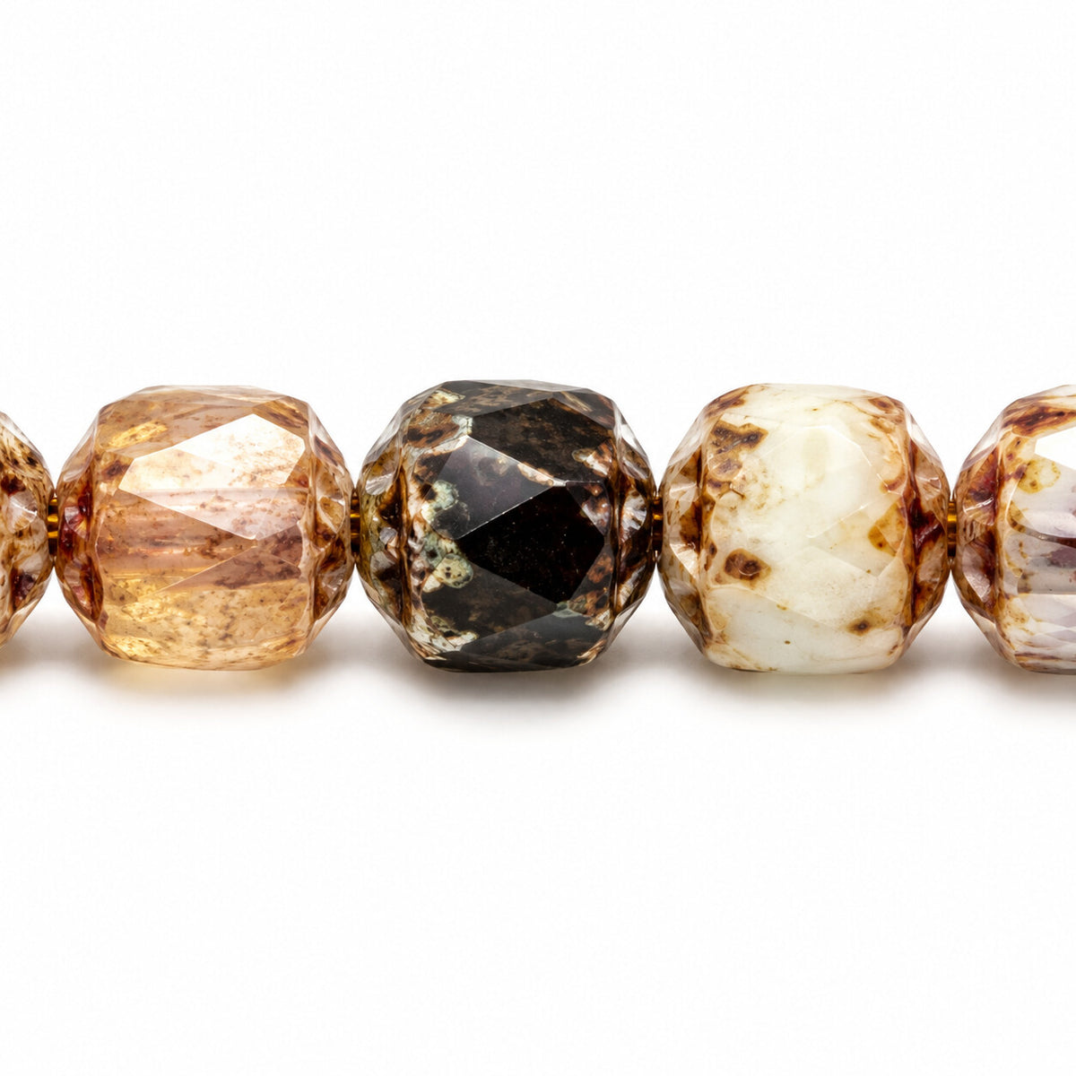 Cathedral Faceted Fire Polished Beads, X3021 Picasso (x3021-43400), Glass, Czech Republic