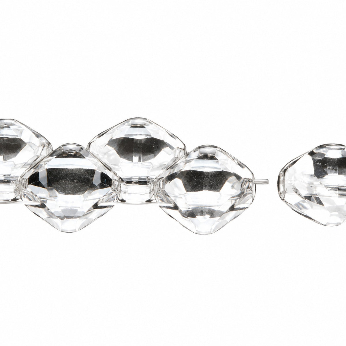 Silky 2-Hole Square Beads, Crystal (30), Glass, Czech Republic