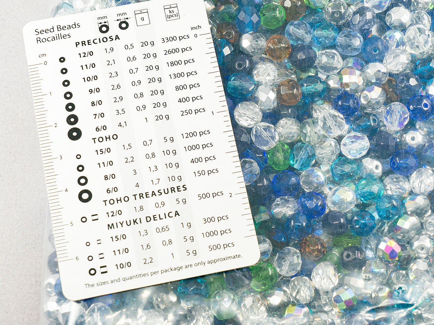 アウトレット 250g ラウンド ファイアポリッシュ ファセットビーズ 10 x 10 mm ミックスカラー ブルーシルバー(ミックスブルーシルバー)、ガラス、チェコ共和国