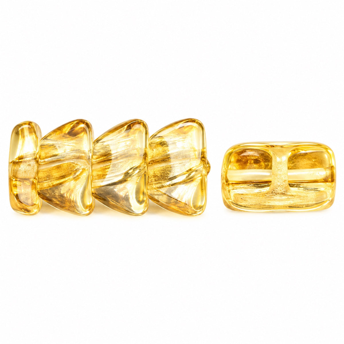 Dome Beads With Middle Hole, Crystal 23901 (00030-23901), Glass, Czech Republic